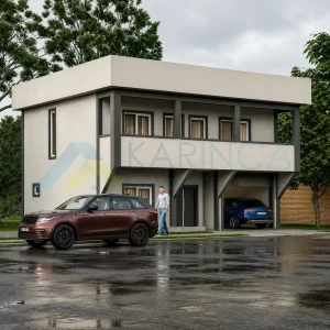 Karınca Prefabrik yüz seksen metrekare güven hafif çelik ev mimari perspektif detayı