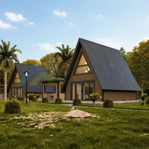 Karınca Prefabrik elli iki metrekare rota bungalov ev modern estetik tasarım görseli