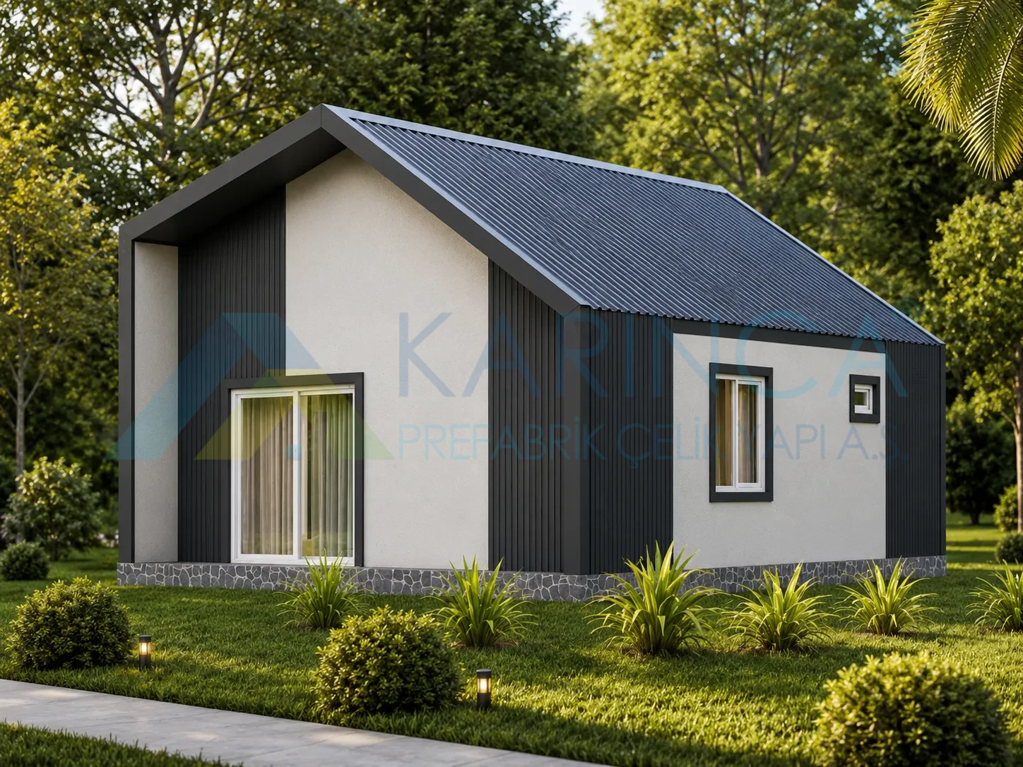 Karınca Prefabrik elli dokuz metrekare masal hafif çelik ev modern estetik tasarım görseli