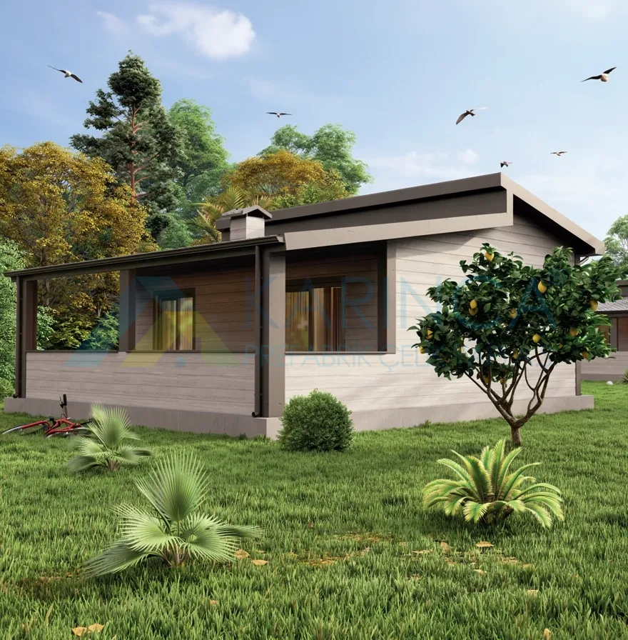 Karınca Prefabrik altmış sekiz metrekare huzur hafif çelik ev konfor odaklı yapı görünümü