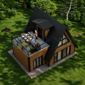 Karınca Prefabrik seksen iki metrekare nefes bungalov ev konfor odaklı yapı görünümü