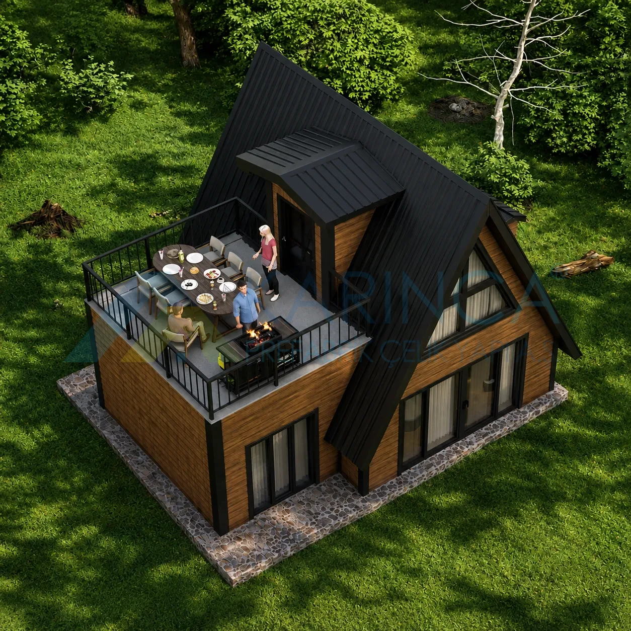Karınca Prefabrik seksen iki metrekare nefes bungalov ev konfor odaklı yapı görünümü