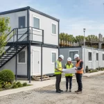 Prefabrik şantiye planı yapan adamlar