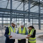 Çelik Yapı Projesini inceleyen Mühendis Ekibi